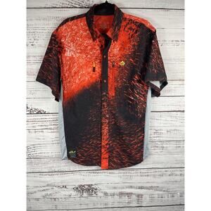 Loco Skail Shirt Mens Medium Red Black Fishing Short Sleeve Performance Outdoors
